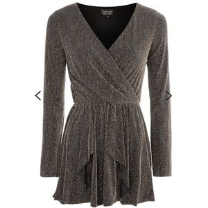 Topshop Metallic Long Sleeve Jumpsuit